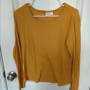 Bobbie Brooks Yellow Ribbed Blouse with Relaxed Fit